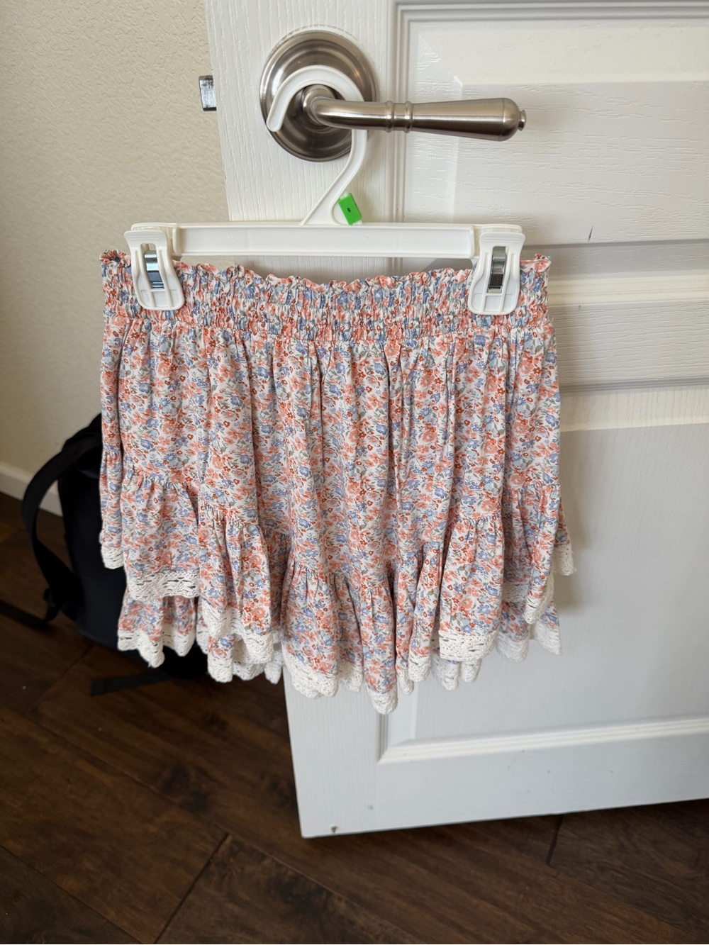 Aeropostale Blue and Coral Floral Smocked Skirt